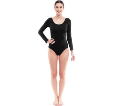 Body ou maillot noir à manches longues pour femme