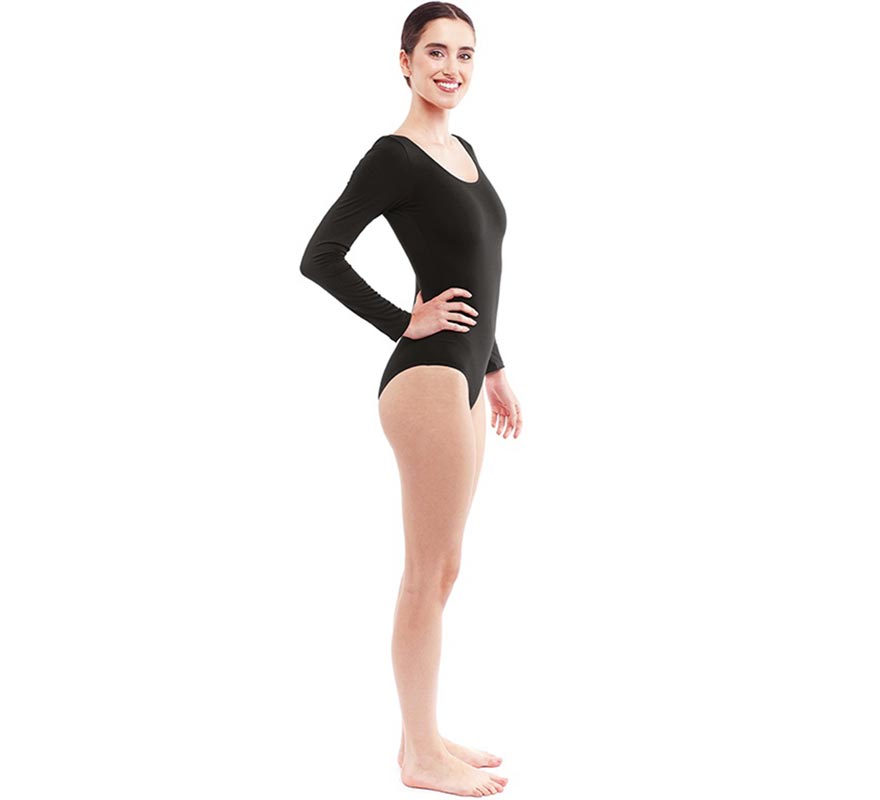 Translation missing: fr.Body o Maillot negro manga larga para mujer