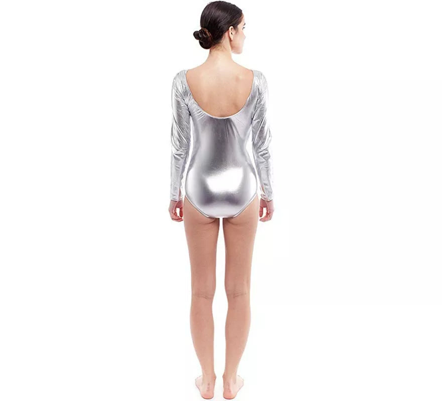 Translation missing: fr.Body o Maillot plateado manga larga para mujer