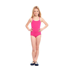 Body ou justaucorps tricoté à bretelles fuchsia pour fille