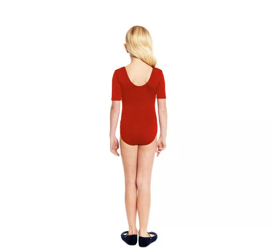 Translation missing: fr.Body o Maillot rojo manga corta para niña