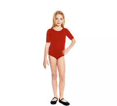Body ou maillot rouge manches courtes pour fille