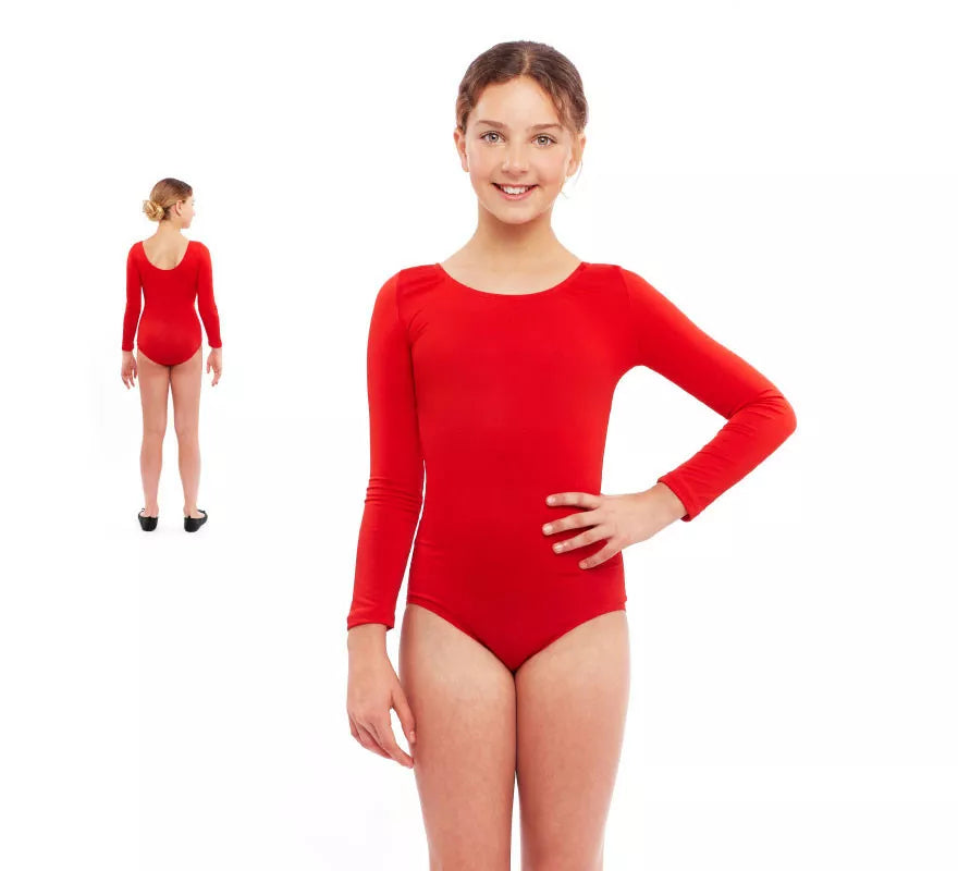 Translation missing: fr.Body o Maillot rojo manga larga para niña