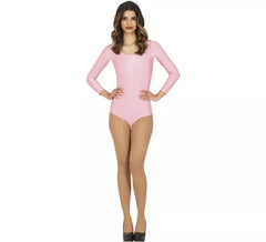 Body ou maillot rose à manches longues pour femme