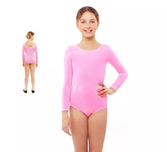Body ou maillot rose à manches longues pour fille