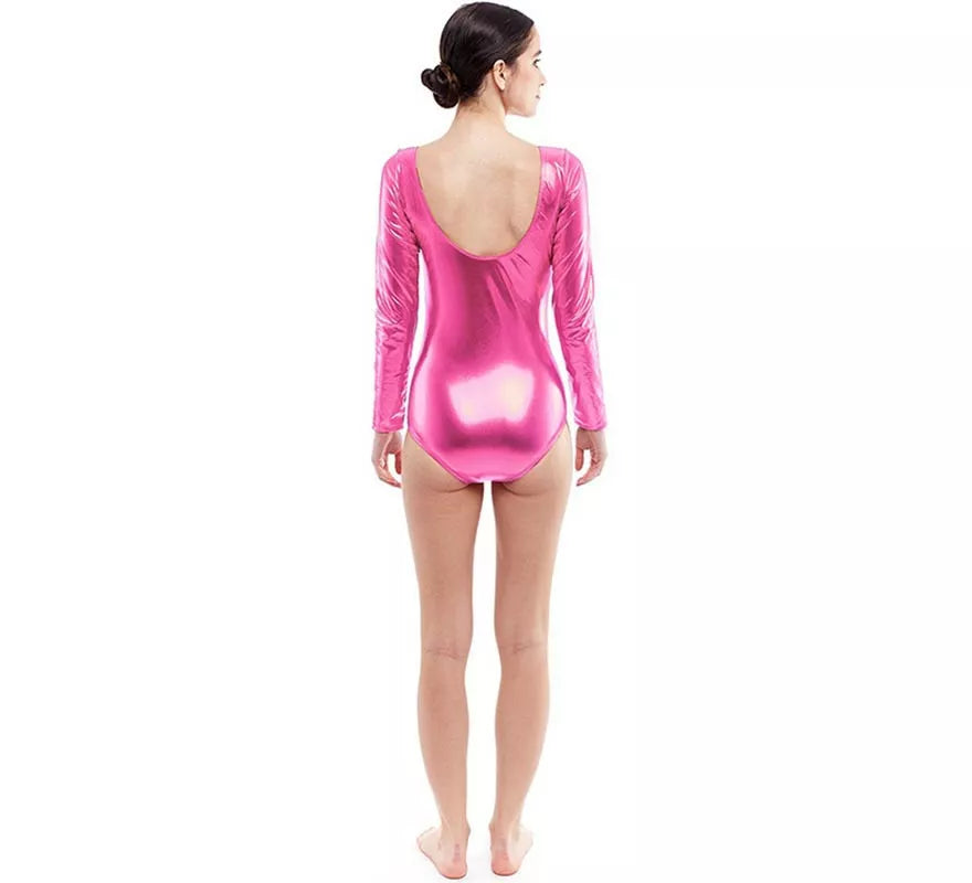 Translation missing: fr.Body o Maillot rosa metal manga larga para mujer