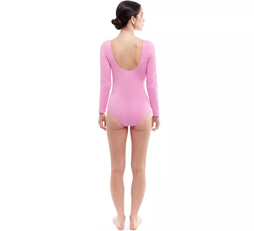 Translation missing: fr.Body o Maillot rosa suave manga larga para mujer