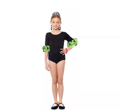 Body ou justaucorps Sevillana avec volant lunaire noir et vert pour fille
