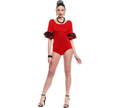 Body ou justaucorps Sevillana avec volant lunaire rouge pour femme