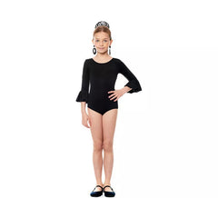 Body ou justaucorps Sevillana Lycra avec volant noir pour fille