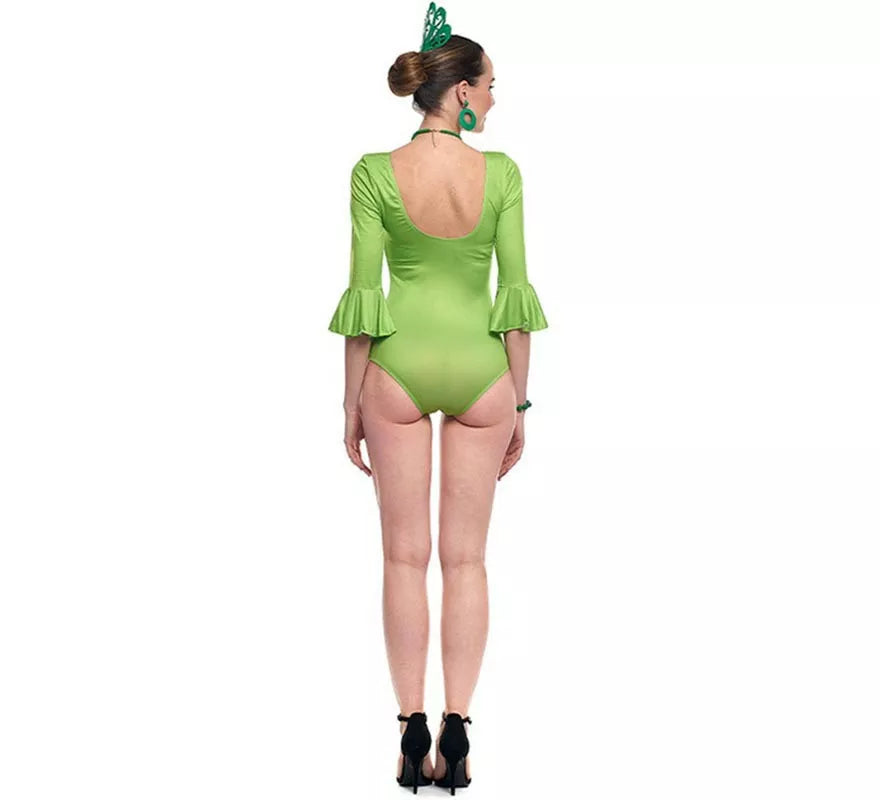 Translation missing: fr.Body o maillot Sevillana Licra con Volante verde para mujer