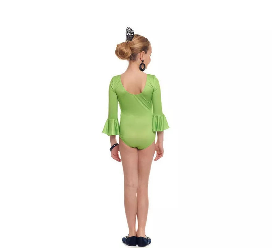 Translation missing: fr.Body o maillot Sevillana Licra con Volante verde para niña
