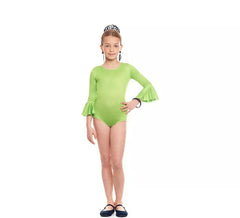 Body ou justaucorps Sevillana Lycra à volant vert pour fille