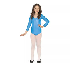Body ou justaucorps à manches longues métallisé turquoise pour enfants