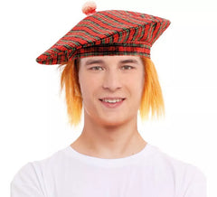 Béret écossais aux cheveux roux adulte