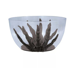 Bol transparent avec main squelette noire de 6,5x13,5 cm