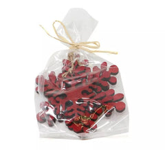 Sachet de 3 flocons de neige en bois rouges assortis