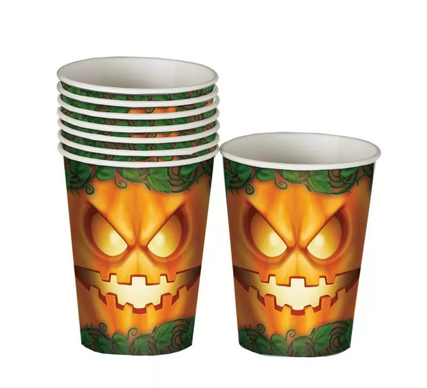 Translation missing: fr.Bolsa 6 Vasos 10 cm Halloween Calabaza