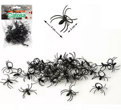 Sac avec 24 araignées noires de 4 cm