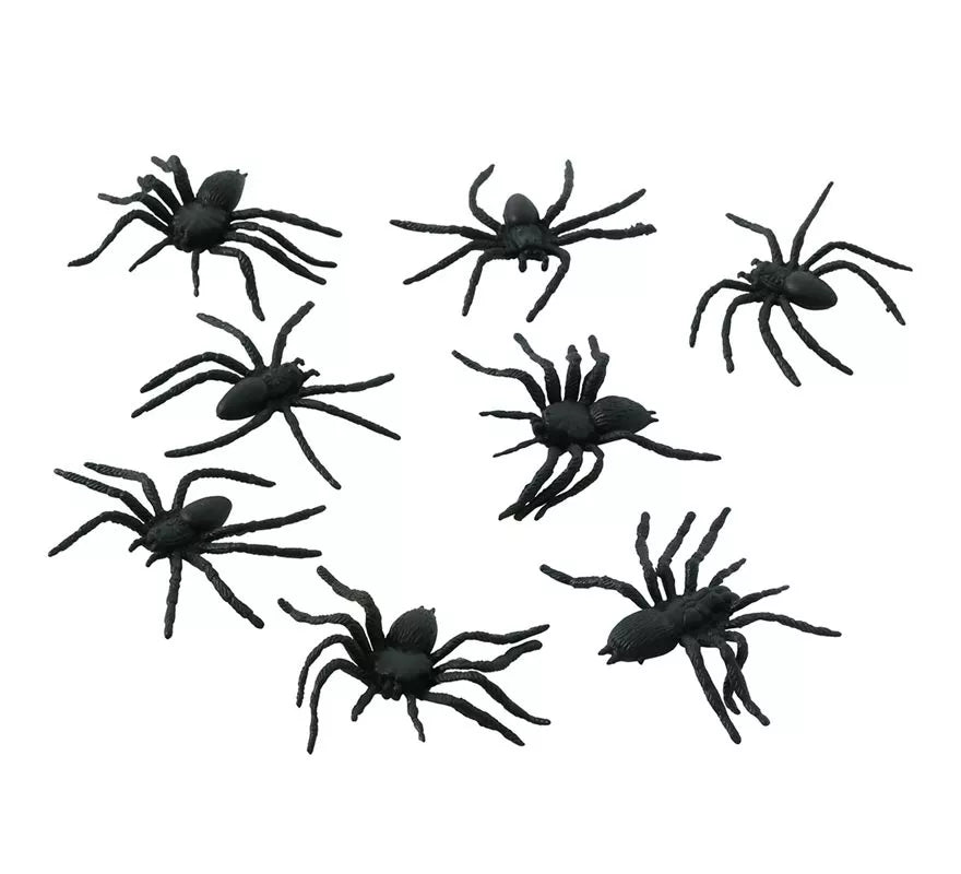 Translation missing: fr.Bolsa con 8 Arañas 6 cm. para decorar en Halloween