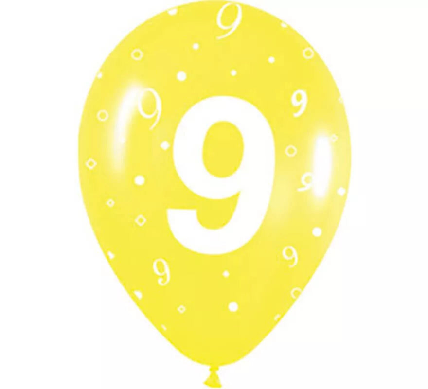 Translation missing: fr.Bolsa de 10 Globos látex con el número 9 serigrafiado 30cm