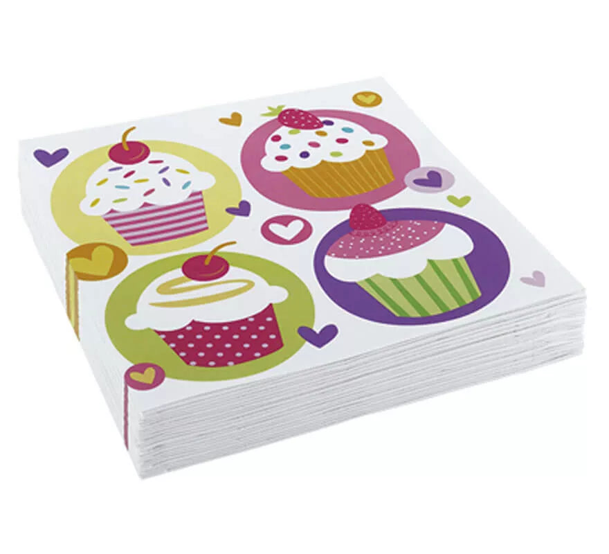 Translation missing: fr.Bolsa de 20 Servilletas de Cupcake de 33x33 cm