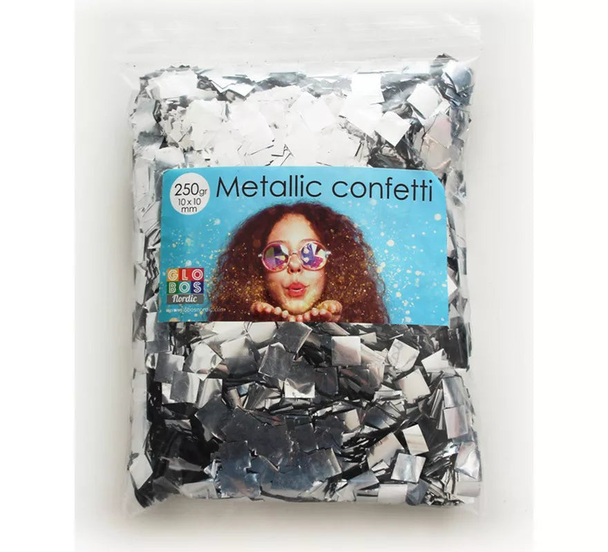 Translation missing: fr.Bolsa de 250 g de Confetti Color Plata cuadrado de 10x10 mm