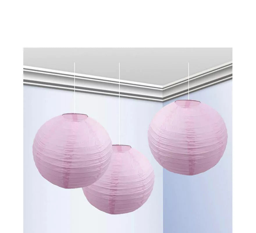 Translation missing: fr.Bolsa de 3 faroles de 25 cm de color rosa pastel