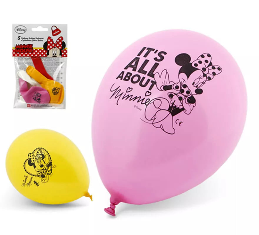 Translation missing: fr.Bolsa de 5 Globos de Minnie colores surtidos de 23 cm