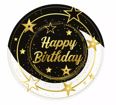 Sachet de 6 Assiettes Happy Birthday de 23 cm