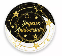 Sachet de 6 Assiettes Joyeux Anniversaire de 23 cm