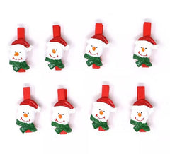 Sachet de 8 Clips Bonhomme de Neige 3 cm