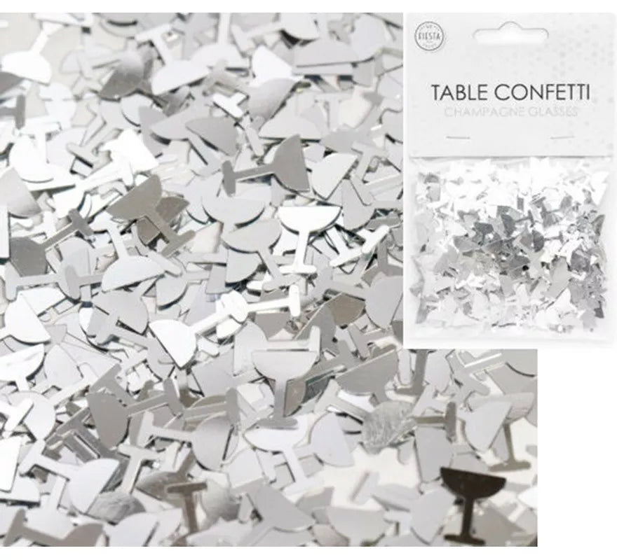 Translation missing: fr.Bolsa de Confetti para mesa de Copas de Champagne Plateado de 14 g
