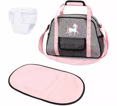 Sac de puériculture rose et gris pour poupées