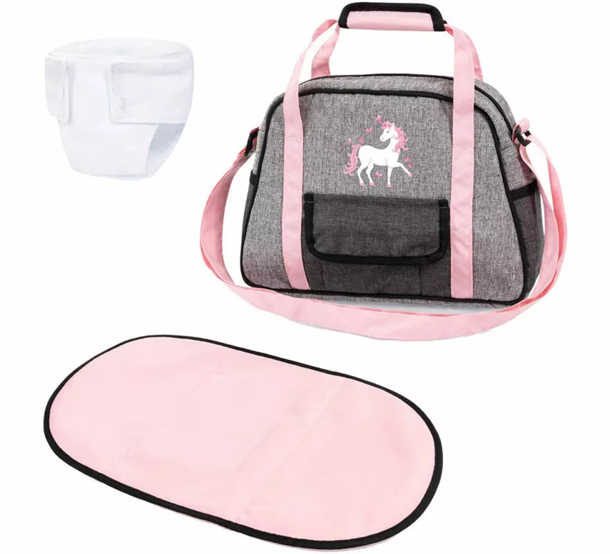 Translation missing: fr.Bolsa de Guardería rosa y gris para Muñecas