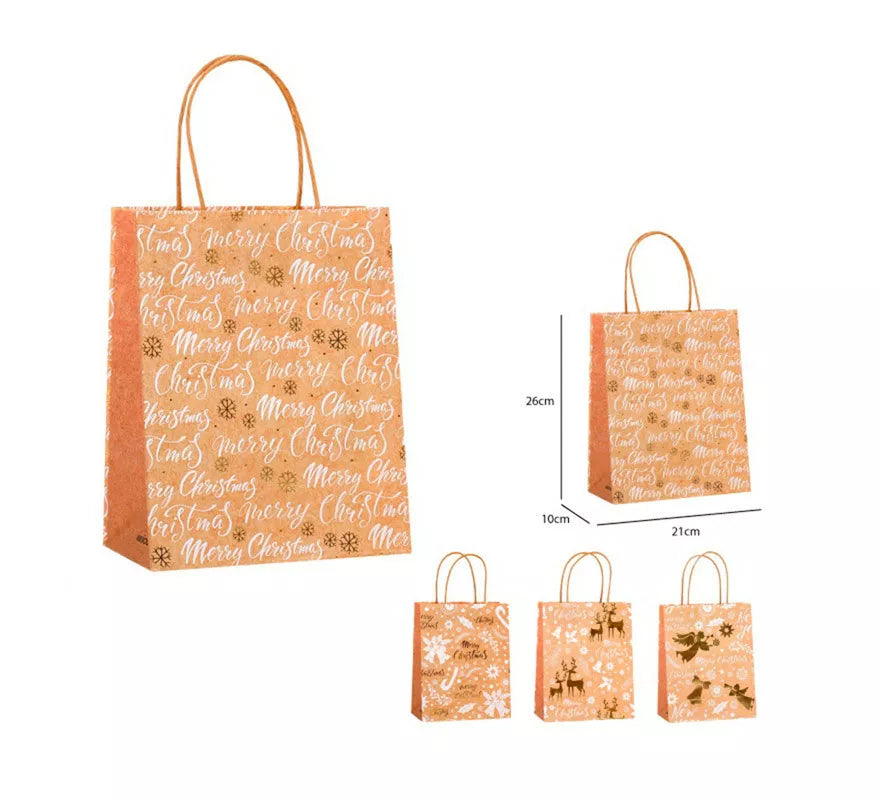 Translation missing: fr.Bolsa Regalo Navidad Kraft de 21x25.5x10 cm en modelos surtidos