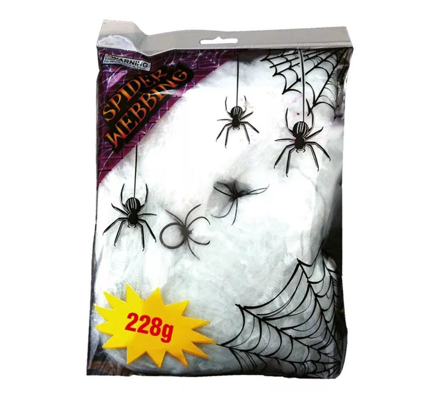 Translation missing: fr.Bolsa Telaraña con 2 arañas de 228 gr para decorar en Halloween