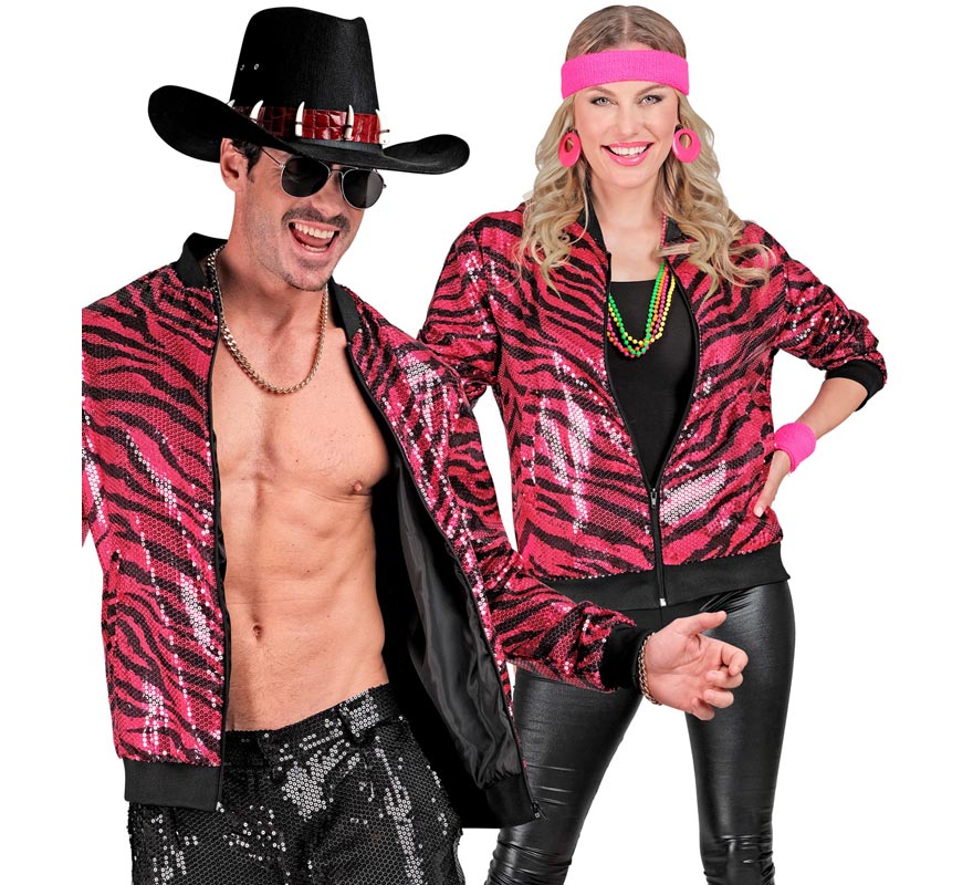 Translation missing: fr.Bomber Moda animal print a rayas fucsia para adulto