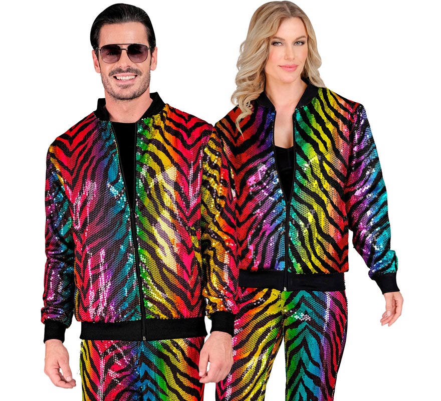 Translation missing: fr.Bomber Moda animal print a rayas multicolor para adulto