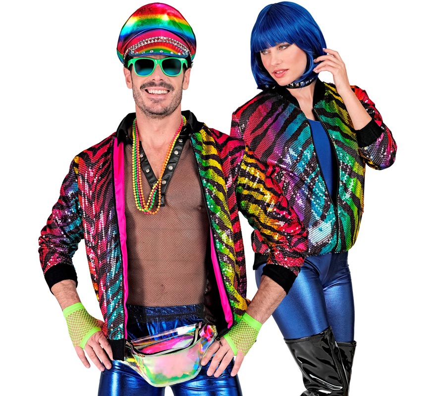 Translation missing: fr.Bomber Moda animal print a rayas multicolor para adulto