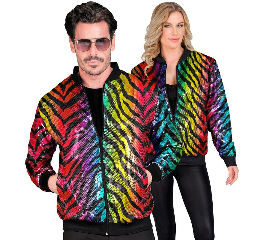 Translation missing: fr.Bomber Moda animal print a rayas multicolor para adulto