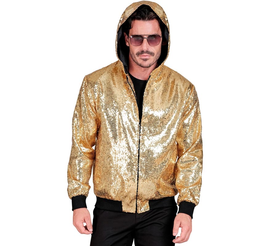 Translation missing: fr.Bomber Moda dorado con capucha y lentejuelas para adulto
