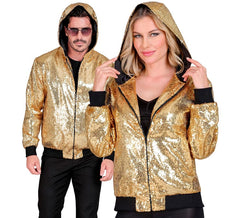Bomber doré à capuche et paillettes pour adulte