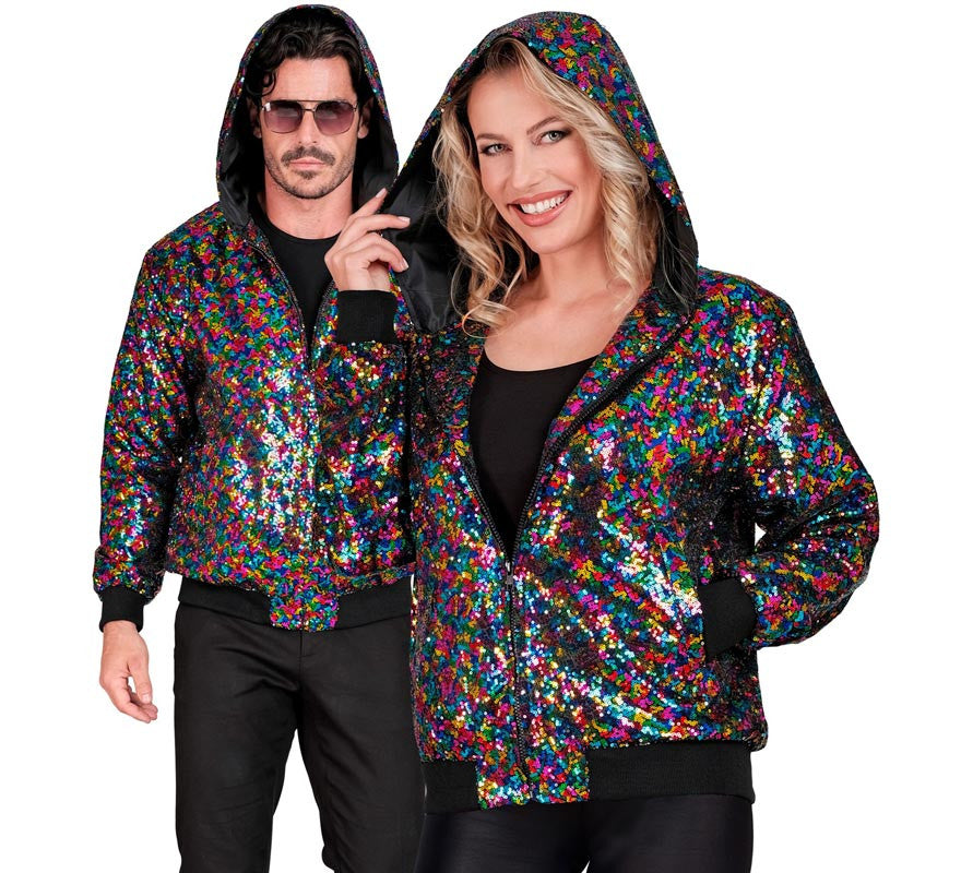 Translation missing: fr.Bomber puntos multicolor con capucha para adulto