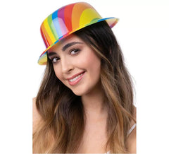 Chapeau melon arc-en-ciel de fierté adulte