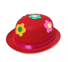 Chapeau melon clown avec fleurs en feutre adulte