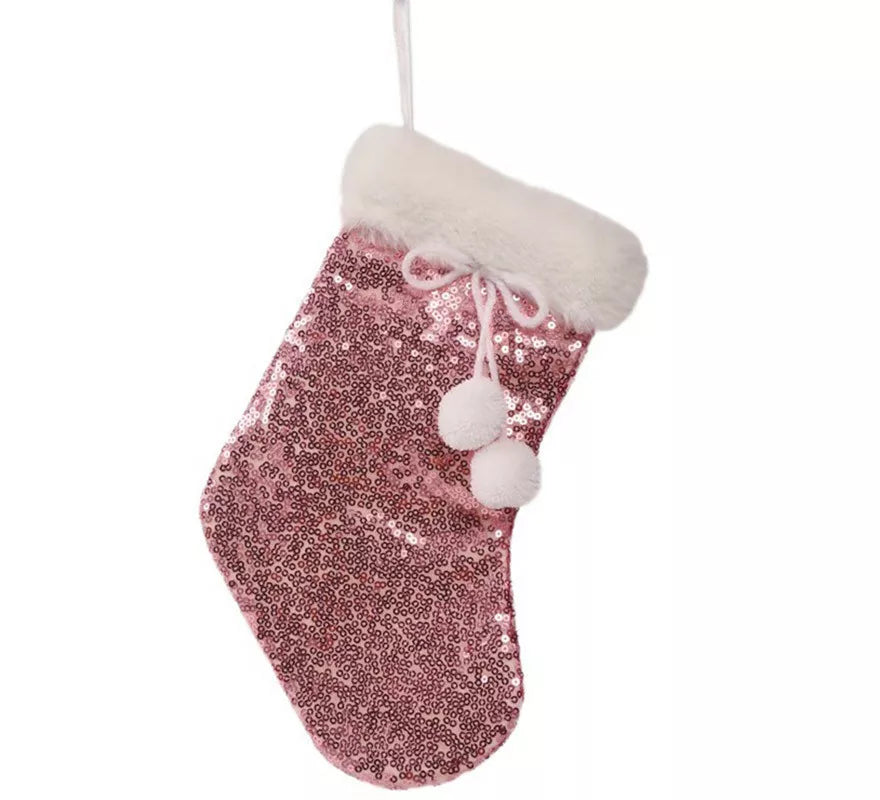 Translation missing: fr.Bota de Noel con Lentejuelas Rosa de 28 cms