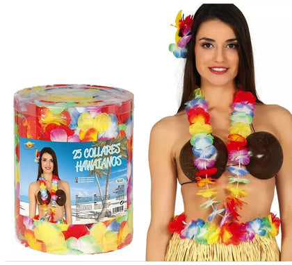 Bote de 25 Collares Hawaianos Multicolor