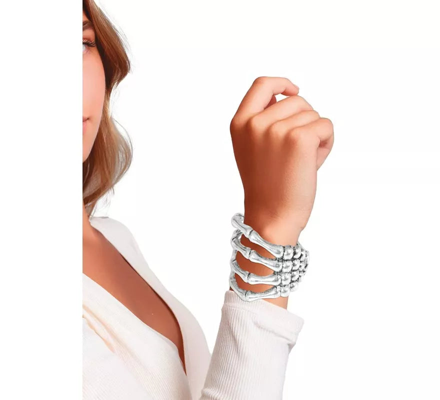 Translation missing: fr.Brazalete Esqueleto Metálico de plata