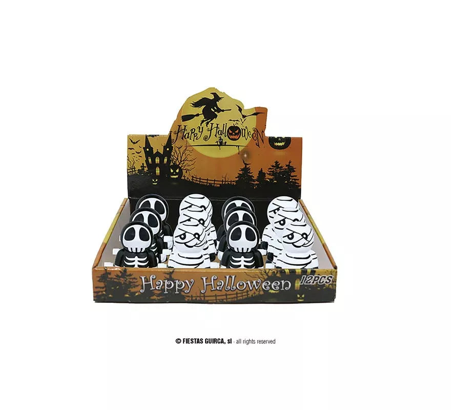 Translation missing: fr.Caja de 12 Figuras Momia y Esqueleto a cuerda de 5,5 cm